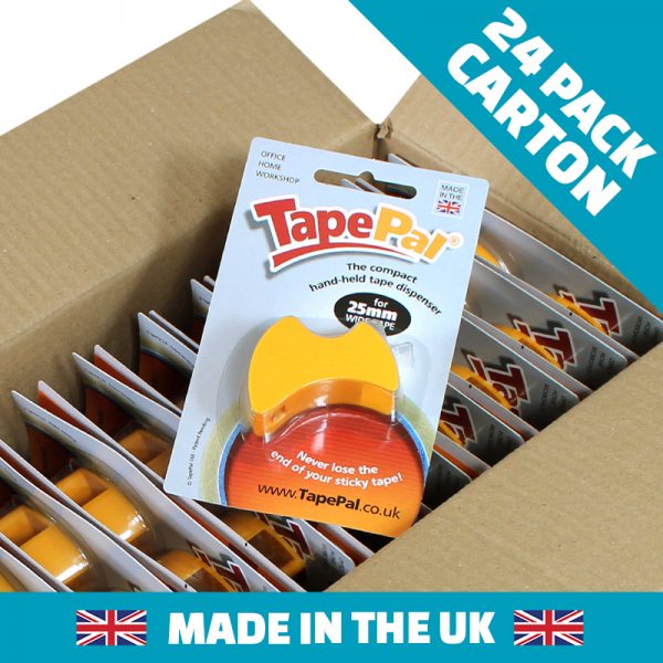 Carton of citrus orange tape dispensers