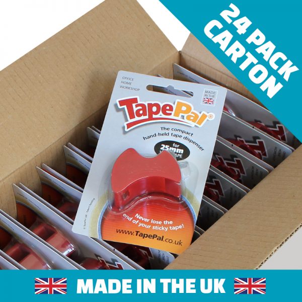 Carton of cherry red tape dispensers